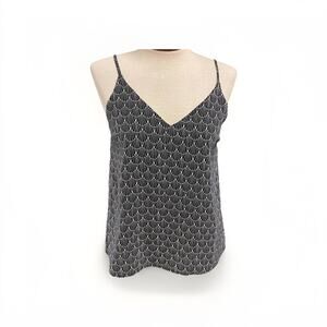 Gilli Womens Size Small Black White Print V-Neck Lightweight Tank Layering Basic